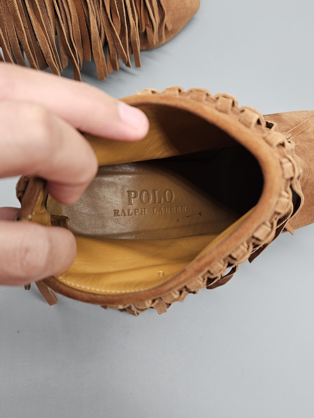 Polo by Ralph Lauren Tan Suede Fringe Ankle Boots